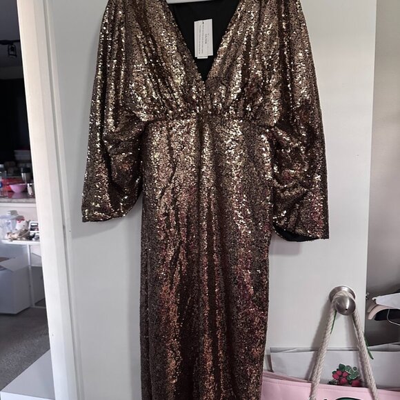 ELOQUII - Gold Sequin Midi Dress - Picture 4 of 5